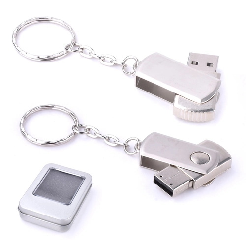 Gümüş 64 GB Döner Kapaklı Metal Anahtarlık USB Bellek