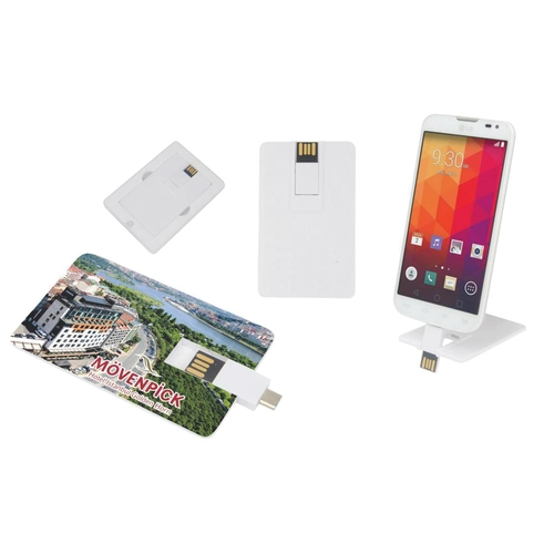 Beyaz 16 GB OTG Özellikli Kartvizit USB Bellek