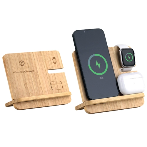 Bambu 3’ü 1 Arada Bambu Kablosuz Şarj Standı