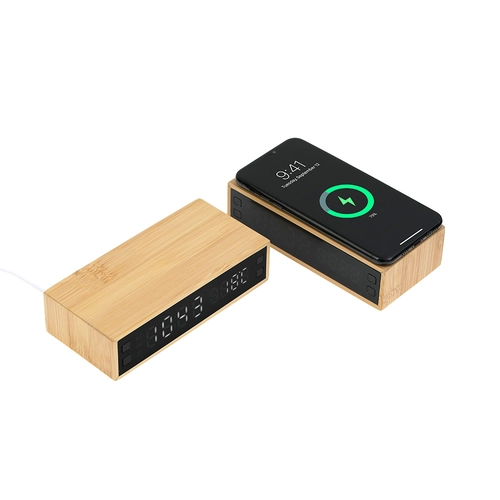 Bambu Wireless Mobil Şarj Cihazı ve Bambu Dijital Masa Saati