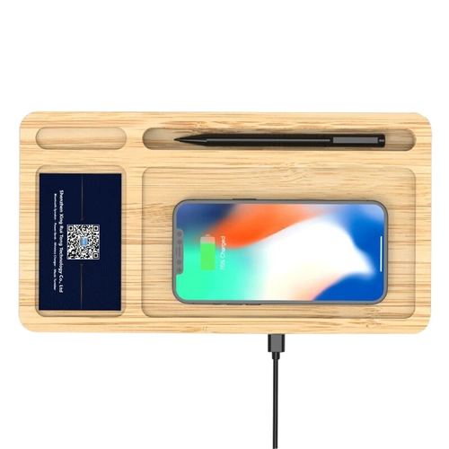 Bambu Bambu Masaüstü Organizer Wireless Mobil Şarj Cihazı