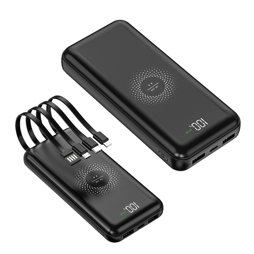Siyah Powerbank 20000 mAh Wireless Mobil Şarj Cihazı