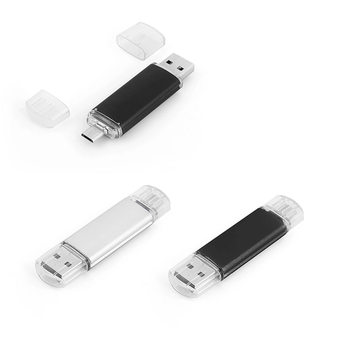 Siyah 16 GB  OTG Özellikli Metal USB Bellek