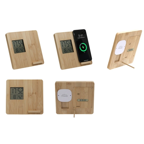 Bambu Masaüstü Bambu Saat Wireless Mobil Şarj Cihazı